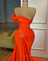 Charming One-should Sleeveless Mermaid Semi Formal Prom Dresses With Ruffles Long